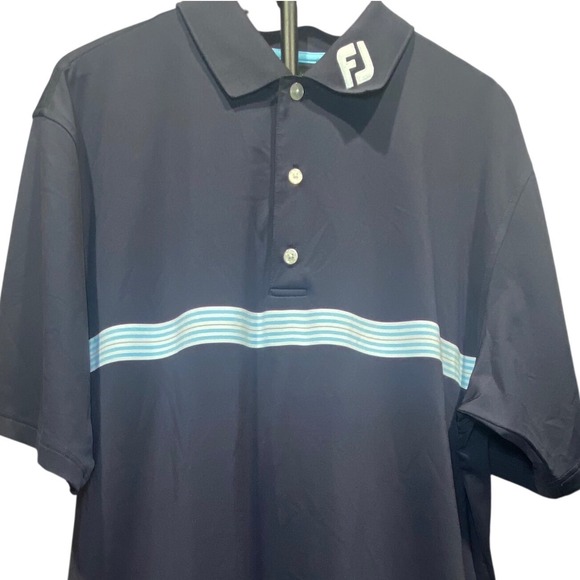 FootJoy Other - FootJoy Mens ProDry Golf Polo Shirt Navy Blue Striped Performance Size Large